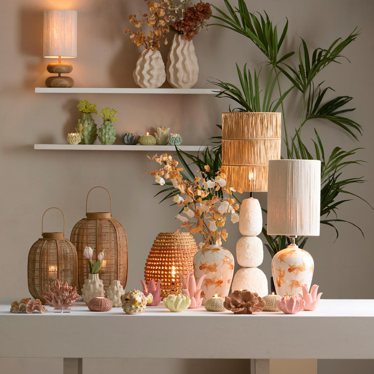 LAMPENFUSS Marree Braun Ø22/52 cm - Braun, Papier (22/22/52cm) - Light & Living