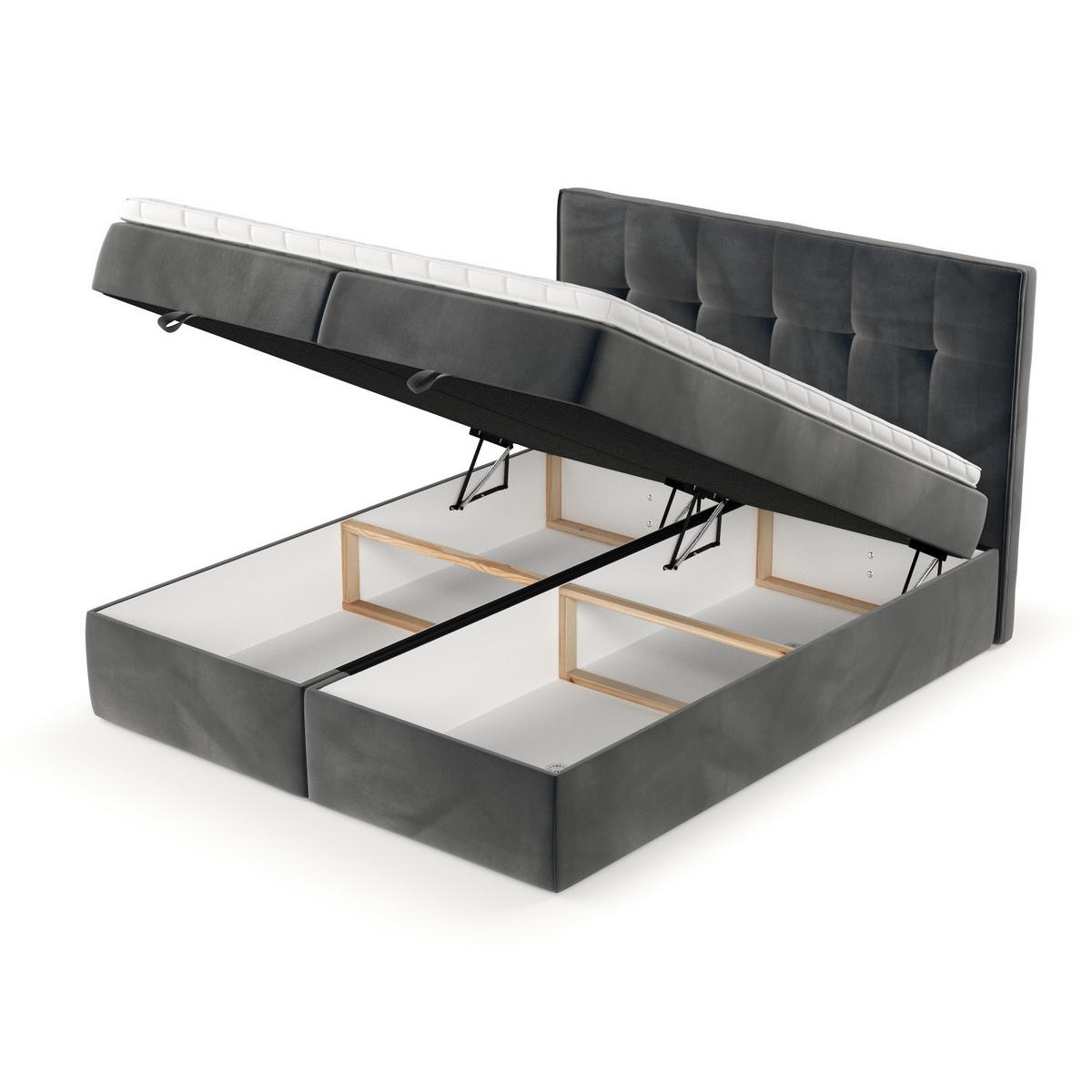 BOXBETT Tivra 180/200 cm Anthrazit im Paros Stoff - Anthrazit/Schwarz, Holz/Holzwerkstoff (180/200cm) - AltaBeds