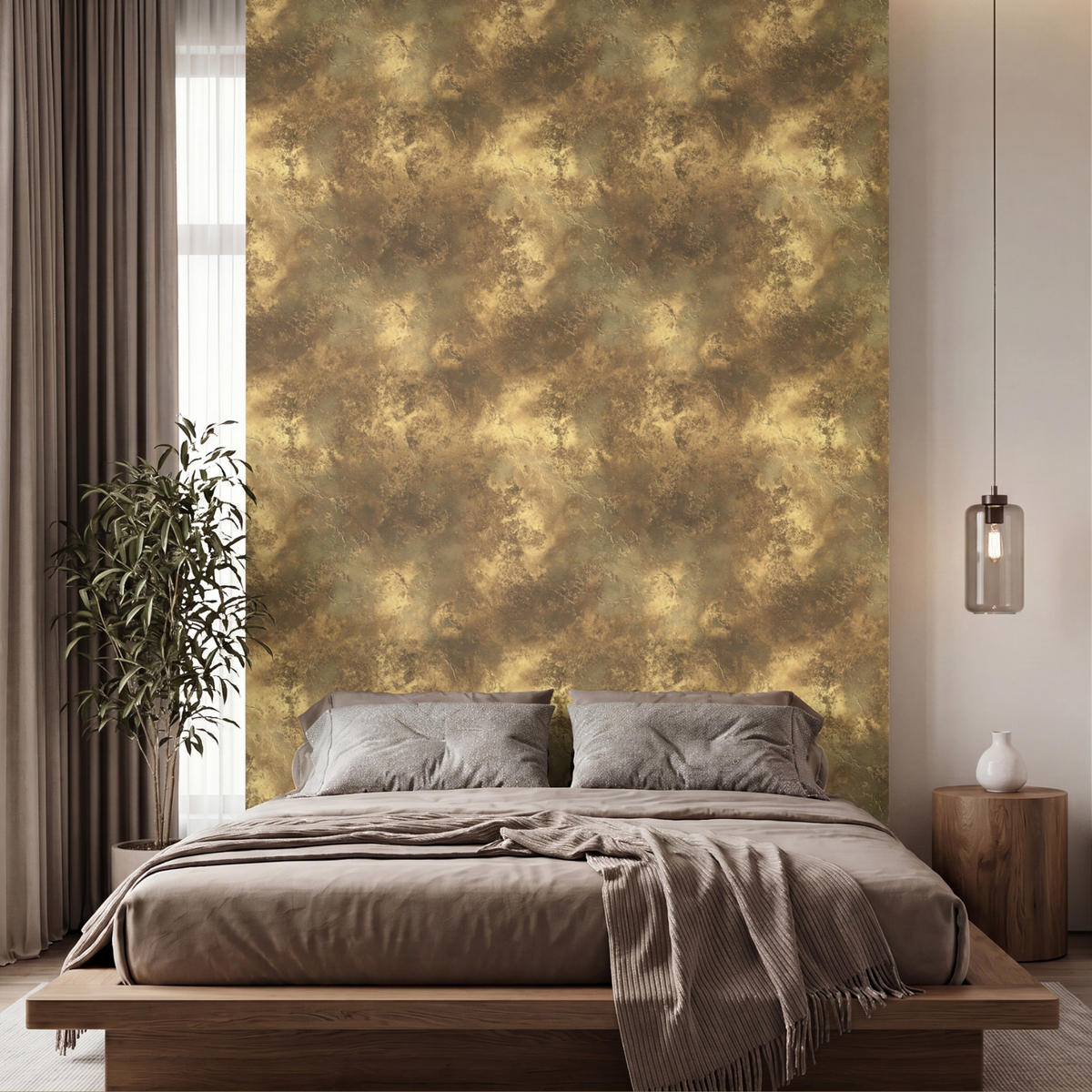 TAPETE - Antik - Metallic-Look - Gold - 180x280 cm - Messingfarben, Papier (180/280cm) - OnlyWow