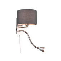LED-WANDLAMPE Grau Höhe 23,5cm, mit Flexarm, Schalter, Kabel & Stecker - Grau, Textil (34/20/23cm) - meineWunschleuchte