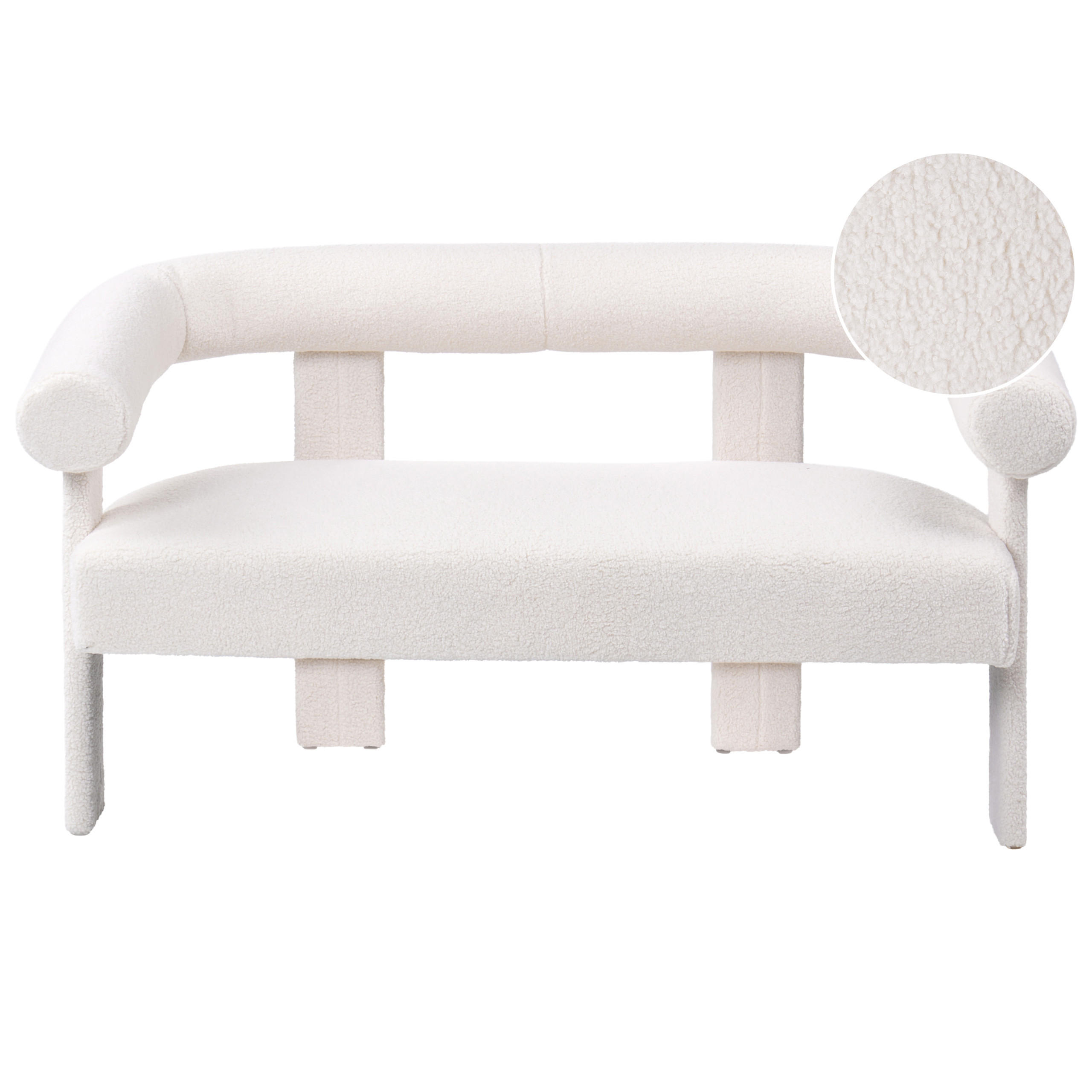2-SITZER-SOFA Bouclé Cremeweiß Ilbro - Creme, Textil (138/76/68cm) - Beliani