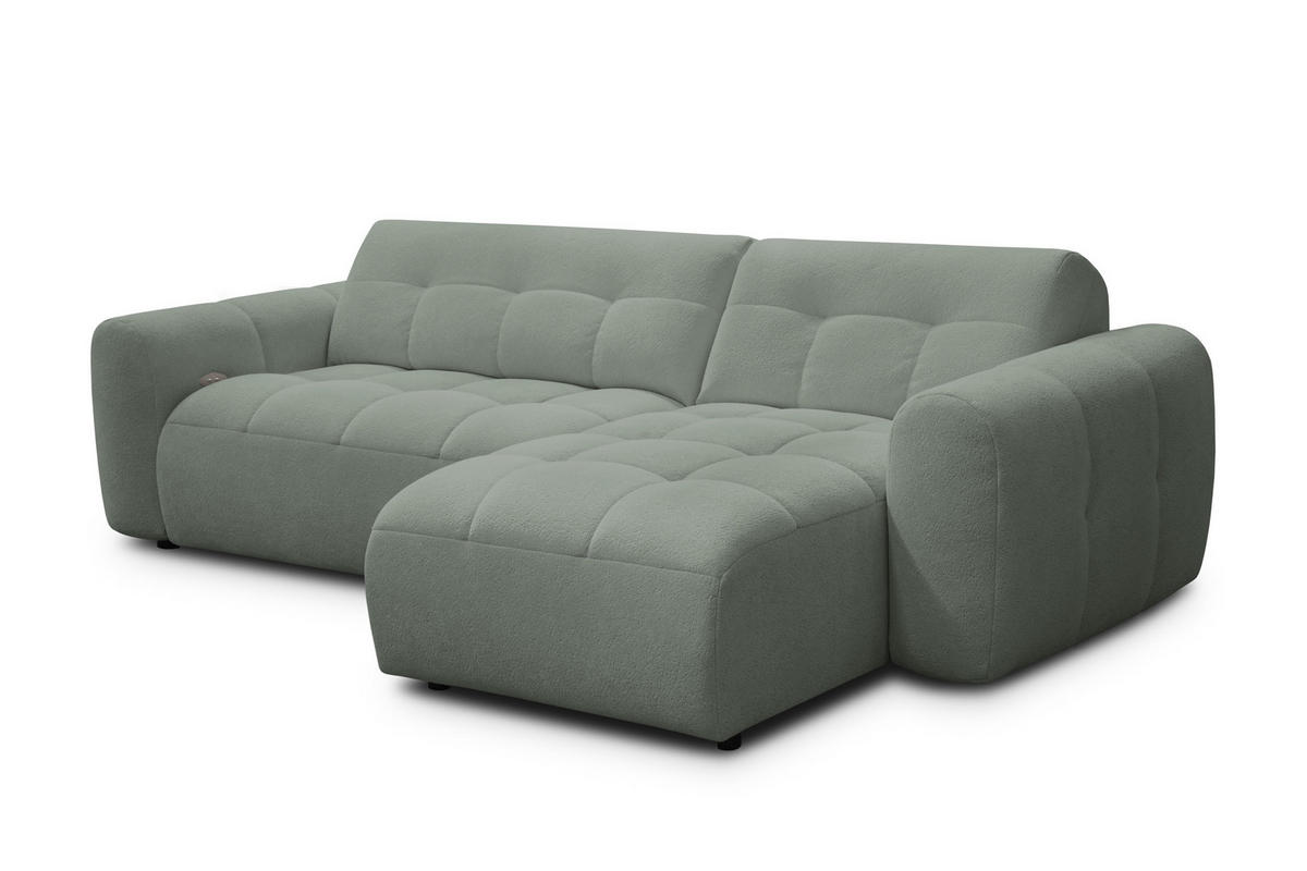 ECKSOFA LUMERO 4-Sitzer RECHTS, olive - Schwarz/Olivgrün, Holz/Textil (275/166cm) - Courtois Laville