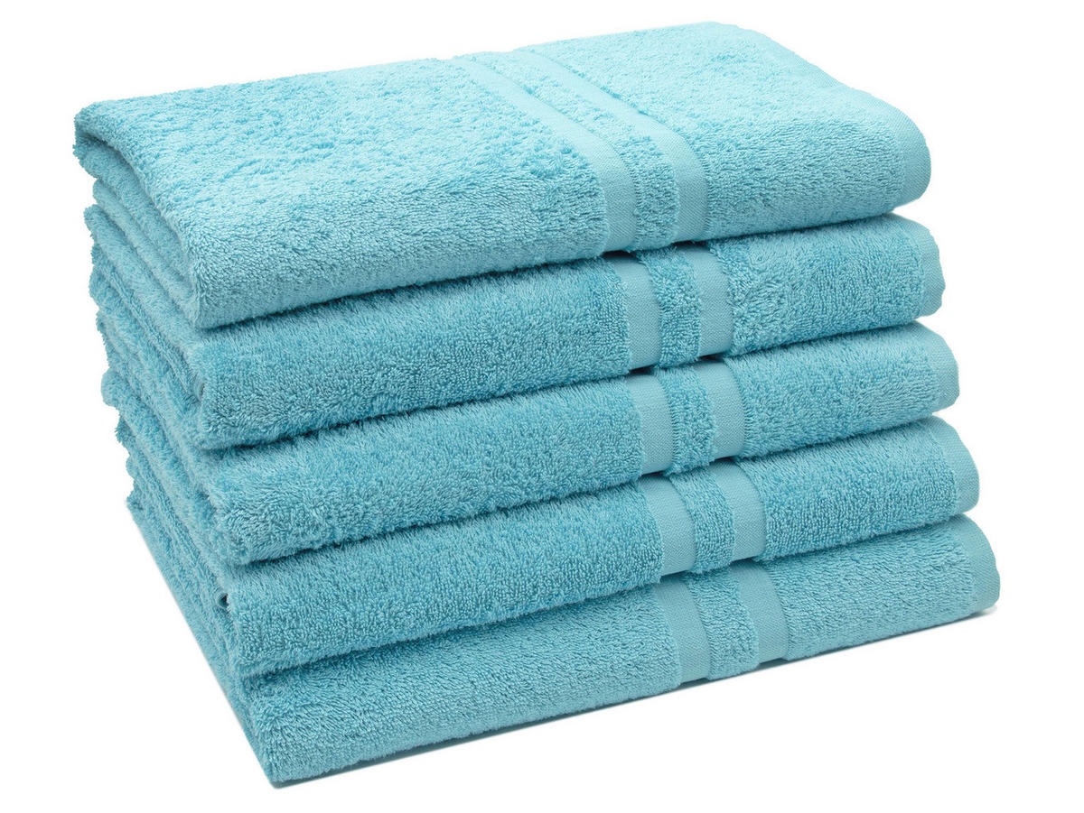 DUSCHTÜCHER, 5er-Set, 70x140 cm, 100% Baumwolle, Blau - Blau, Textil (70/140cm) - Zollner