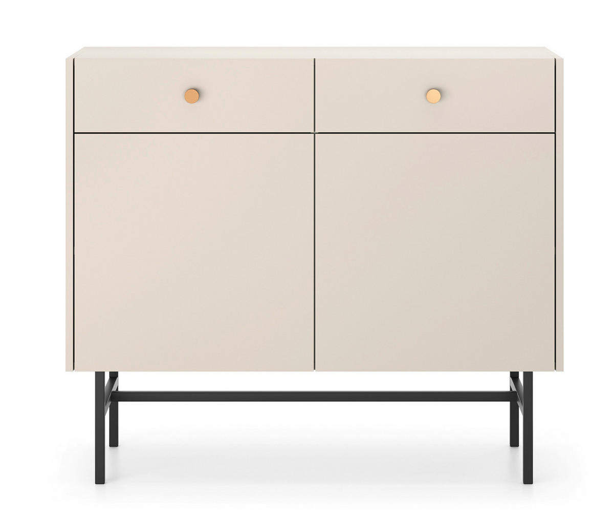 SIDEBOARD Dinley 2T 2S Beige 104,4/89,4/39 cm – mit schwarzen Beinen im minimalistischen Design - Beige/Schwarz, Holzwerkstoff/Metall (104.4/89.4/39cm) - AX Living