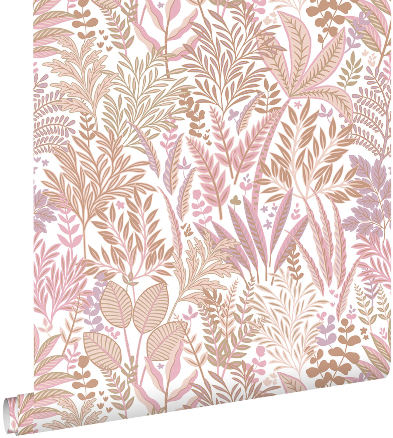 TAPETE tropische Blätter und Blüten 50 x 900 cm - Pink, Papier (50/900cm) - ESTAhome