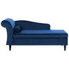 CHAISELONGUE Samtstoff marineblau linksseitig Luiro - Blau/Dunkelbraun, Textil (160/77/70cm) - Beliani