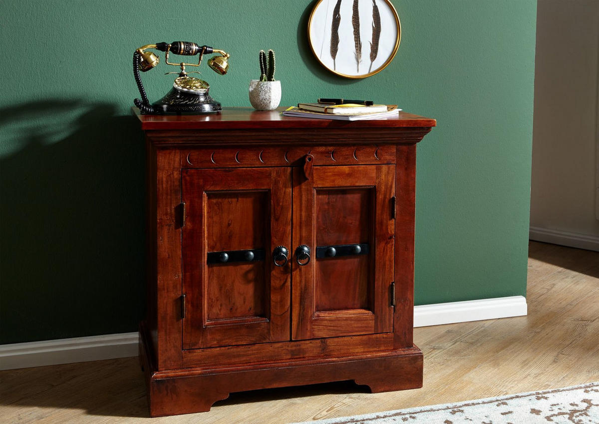 KOMMODE Akazie 65x36x65 nougat lackiert OXFORD #1008 - Dunkelbraun, Holz (65/65/36cm) - Massivmoebel24