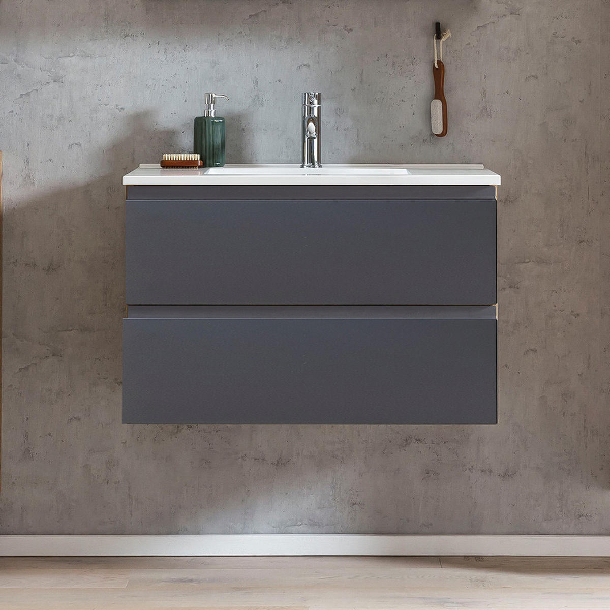 WASCHTISCH Vasto-03 - Braun/Grau, Holzwerkstoff (80/56/47cm) - Lomado