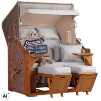 STRANDKORB Schleswig Pinie 2-Sitzer - Braun/Grau, Metall (120/160/80cm) - Mr. Deko