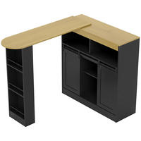 Ausziehbarer-Bartisch Spanplatte MDF Schwarz - Schwarz, Holzwerkstoff (187.5/35/105cm) - HOMCOM