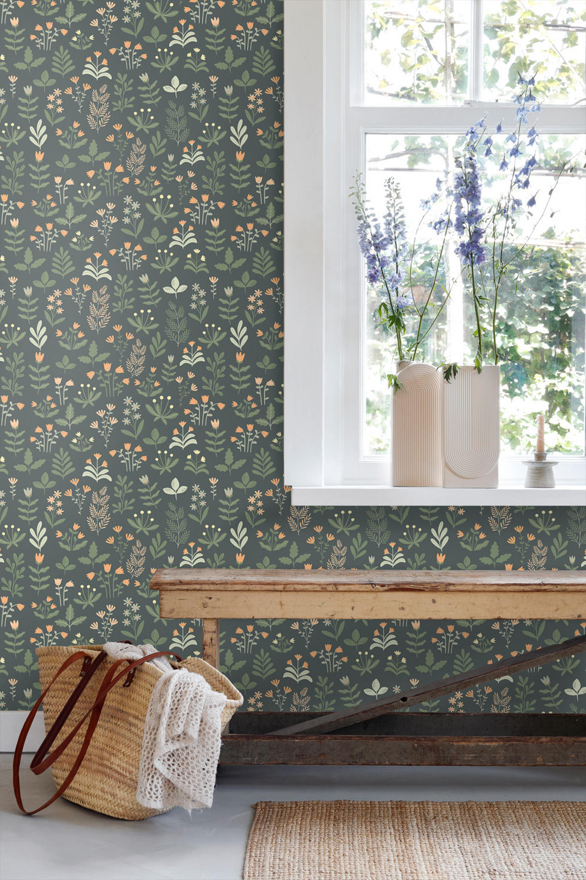 TAPETE Feldblumen 50 x 900 cm - Grün, Papier (50/900cm) - ESTAhome