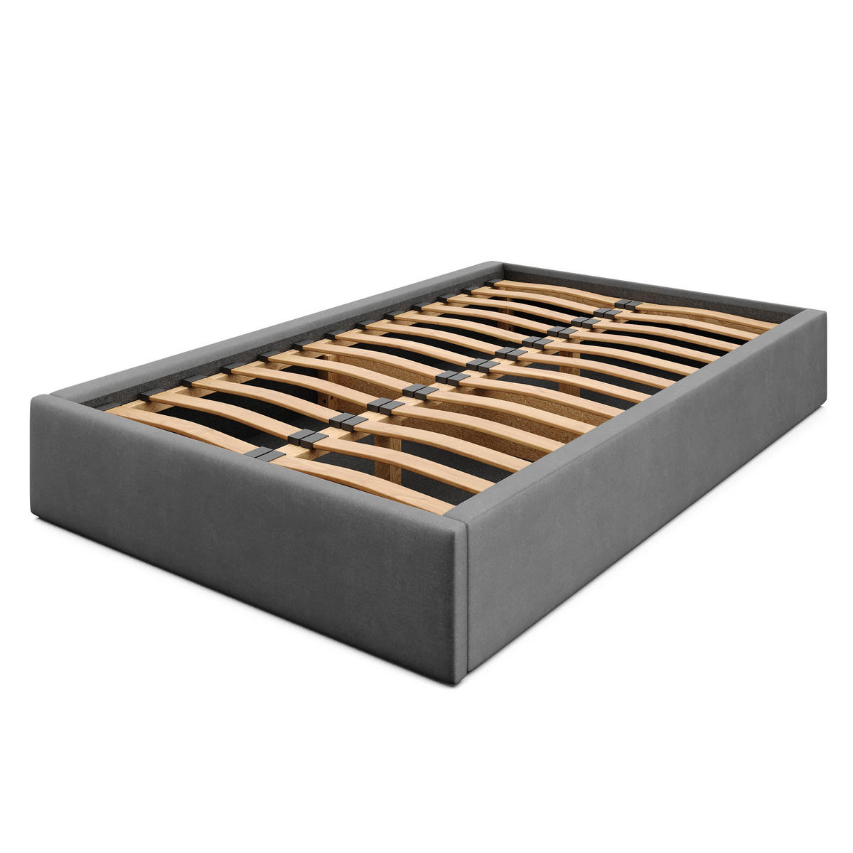 POLSTERBETT 120x200cm Bett mit Stauraum Lattenrost Graphit - Graphitfarben, Holz/Holzwerkstoff (120/200cm) - Muralo