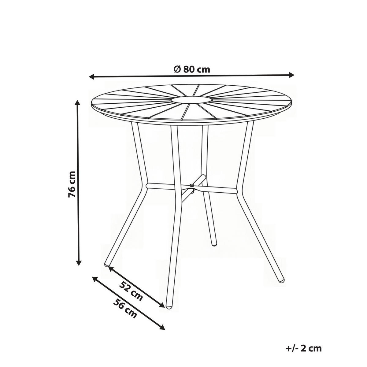 GARTENTISCH 80/80 cm Metall Schwarz Linosa - Schwarz/Braun, Metall (80/80/76cm) - Beliani