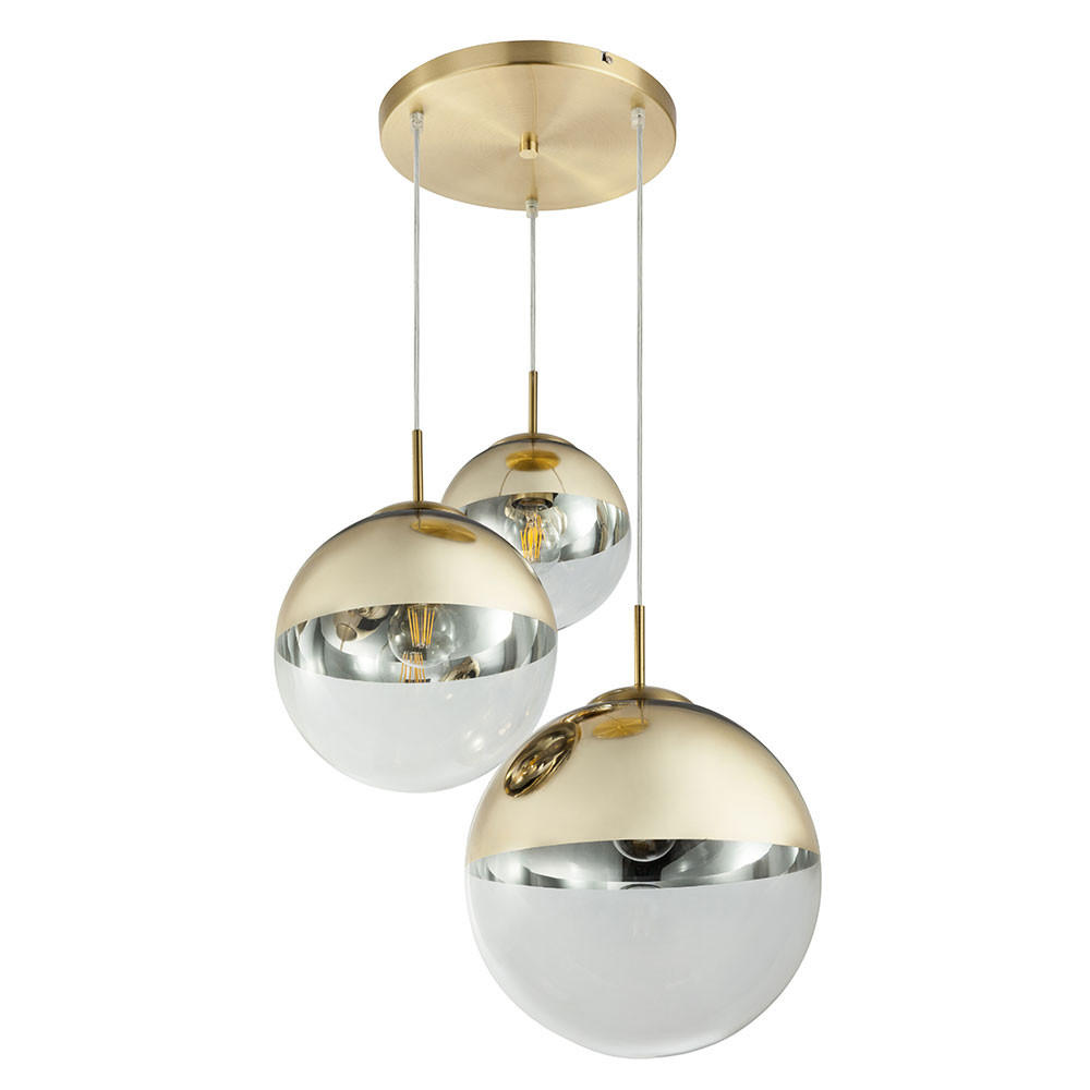 LED HÄNGELAMPE Metall Gold - Goldfarben, Glas (51/51/120cm) - Globo Lighting