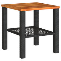 GARTENTISCH Schwarz 40/40/42 Cm Poly Rattan Akazienholz - Schwarz, Kunststoff (40/40/42cm) - vidaXL