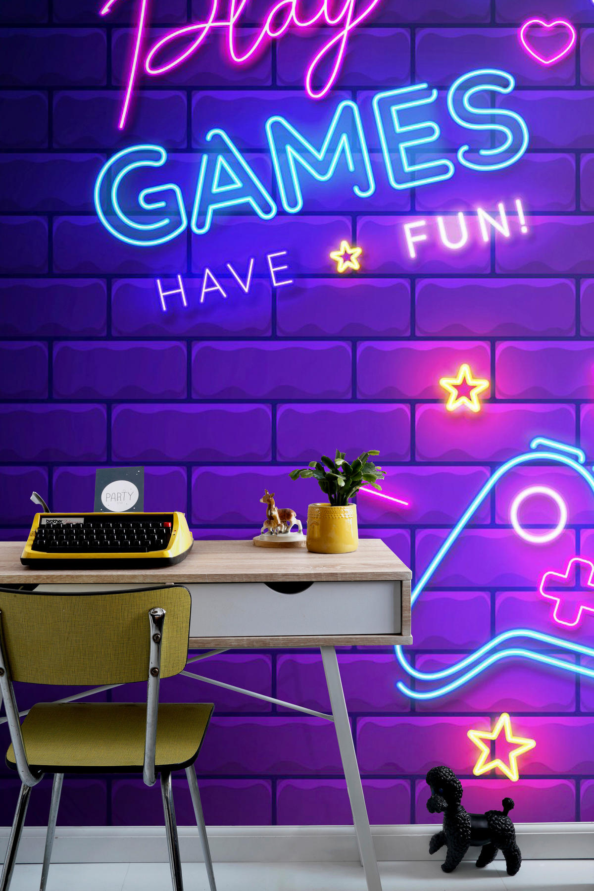 FOTOTAPETE Neon Gaming Room 250 x 279 cm - Lila, Papier (250/279cm) - Sanders & Sanders