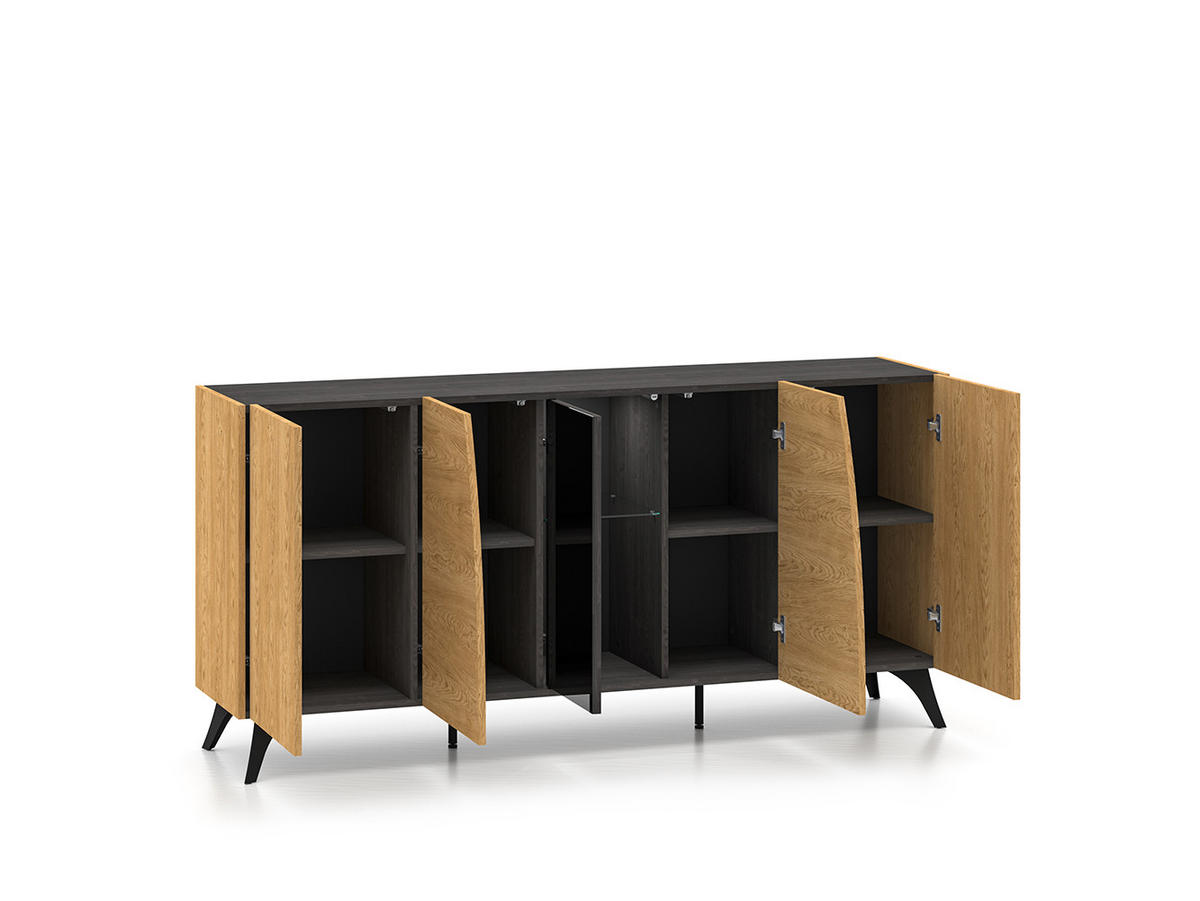 SIDEBOARD Toscania Eiche / Schwarz 170 / 40 / 82cm - Eichefarben/Schwarz, Holz/Holzwerkstoff (170/82/40cm) - Feldmann-Wohnen