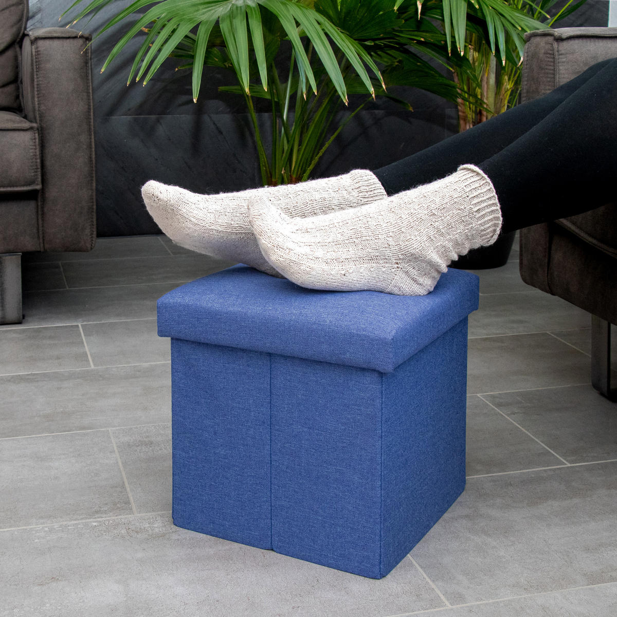 SITZBOX Faltbar 30/30/30 cm (Blau) - Blau, Textil (30/30/30cm) - Intirilife