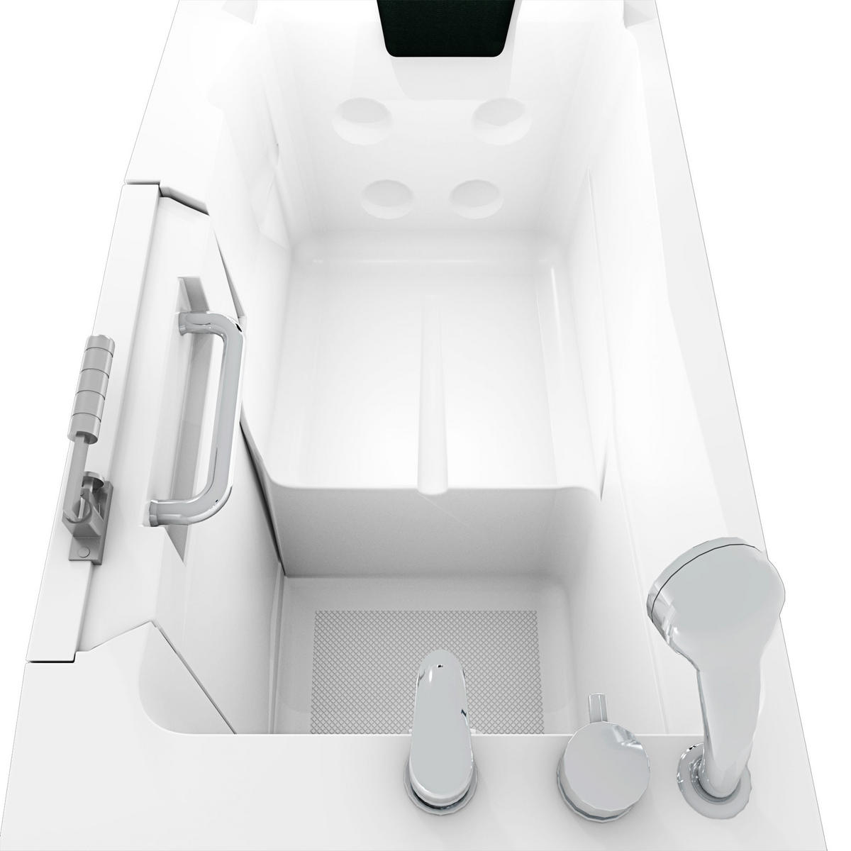 SITZBADEWANNE Senioren Wanne mit Tür S08-B-L 110x68cm - Weiß, Glas/Kunststoff (68/114/110cm) - AcquaVapore by Sandra Jentho