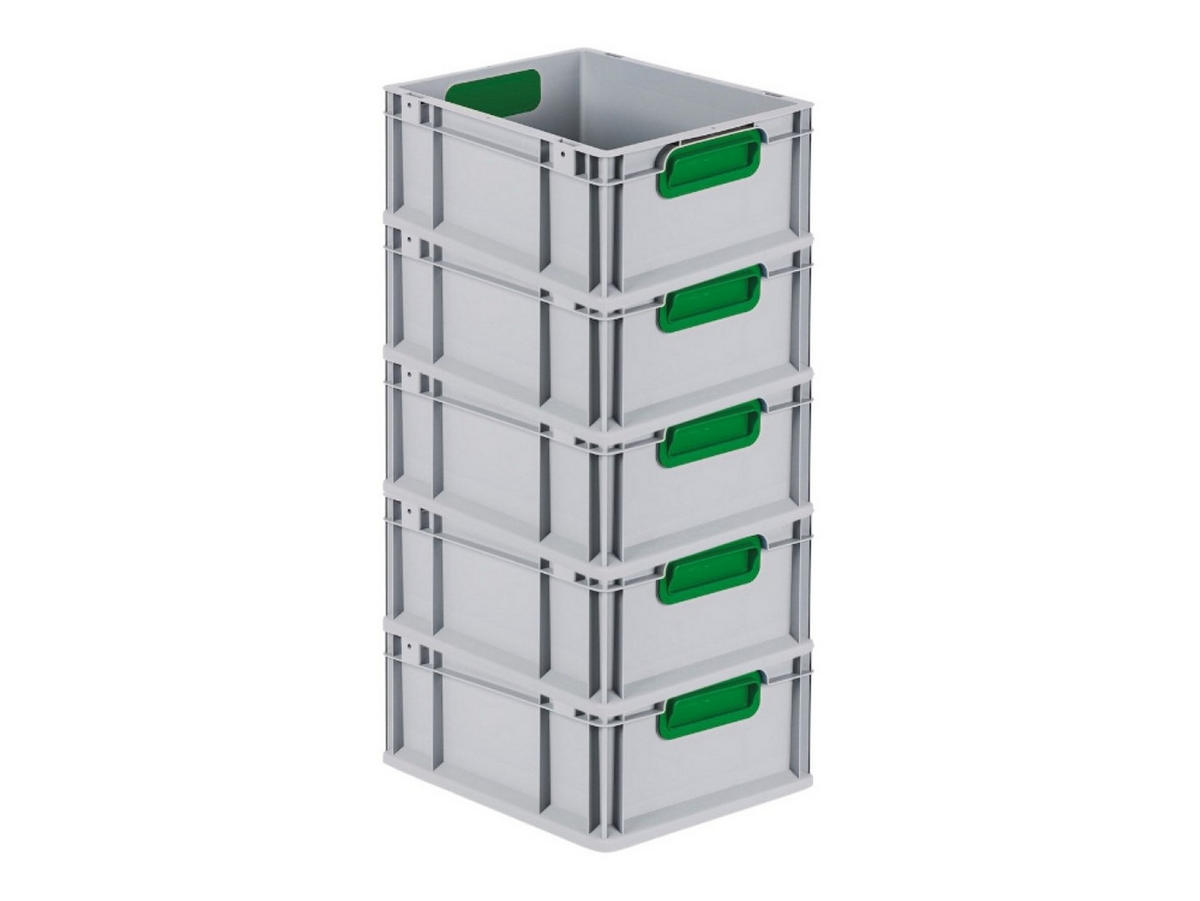 EUROBOX 5x Nextgen Color 17x30x40cm 16 Liter Griffe Grün Geschlossen - Grün, Kunststoff (30/17/40cm) - PROREGAL