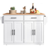 KÜCHENINSEL 120/46(70)/91,5 cm aus MDF mit klappbarer Tischplatte, Rollen und austauschbaren Holzfüßen, Weiß/Natur - Weiß, Holzwerkstoff (120/91.5/70cm) - Redom