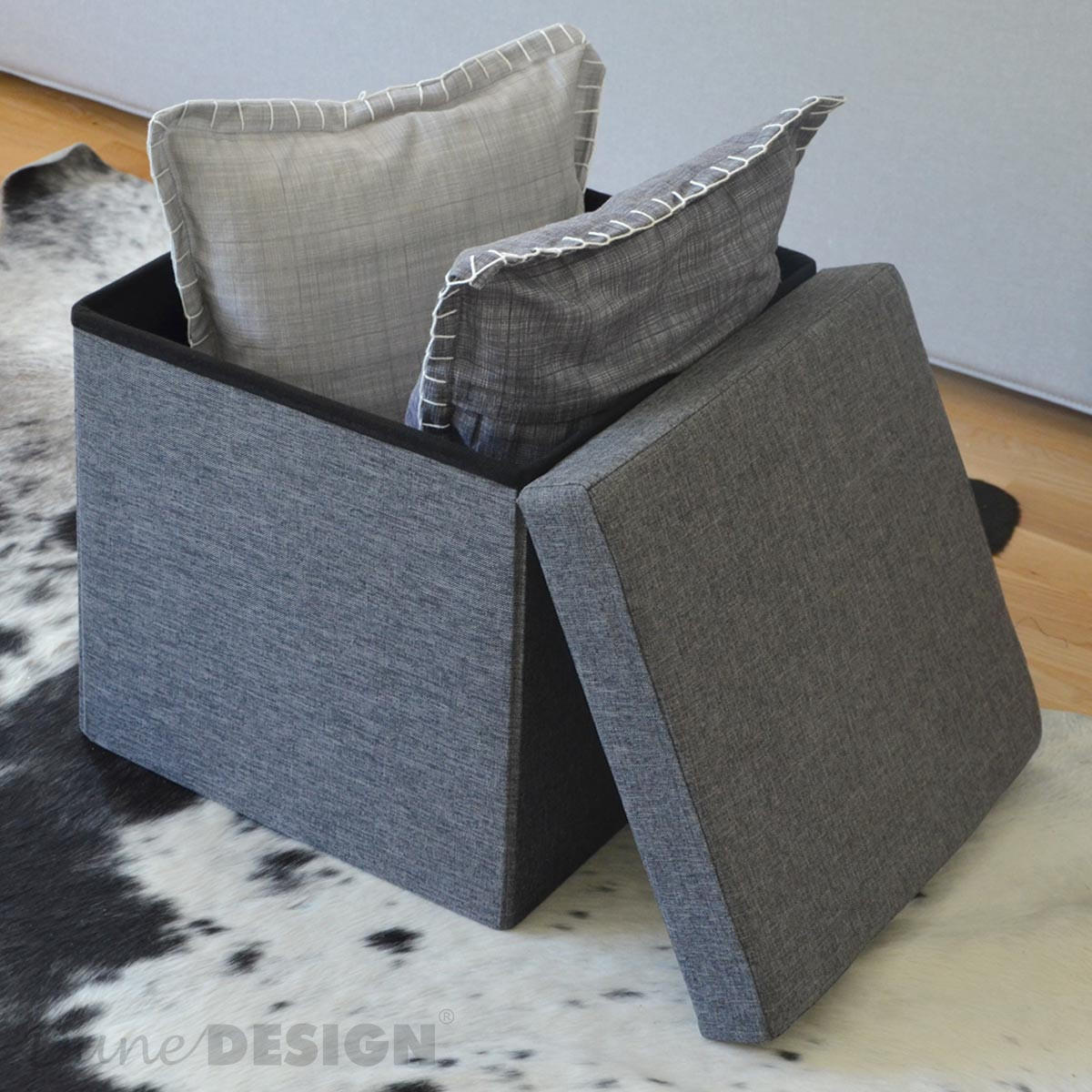 SITZWÜRFEL 38/38 cm, Faltbar 42 Liter Dunkelgrau - Grau, Kunststoff (38/38/38cm) - Dunedesign