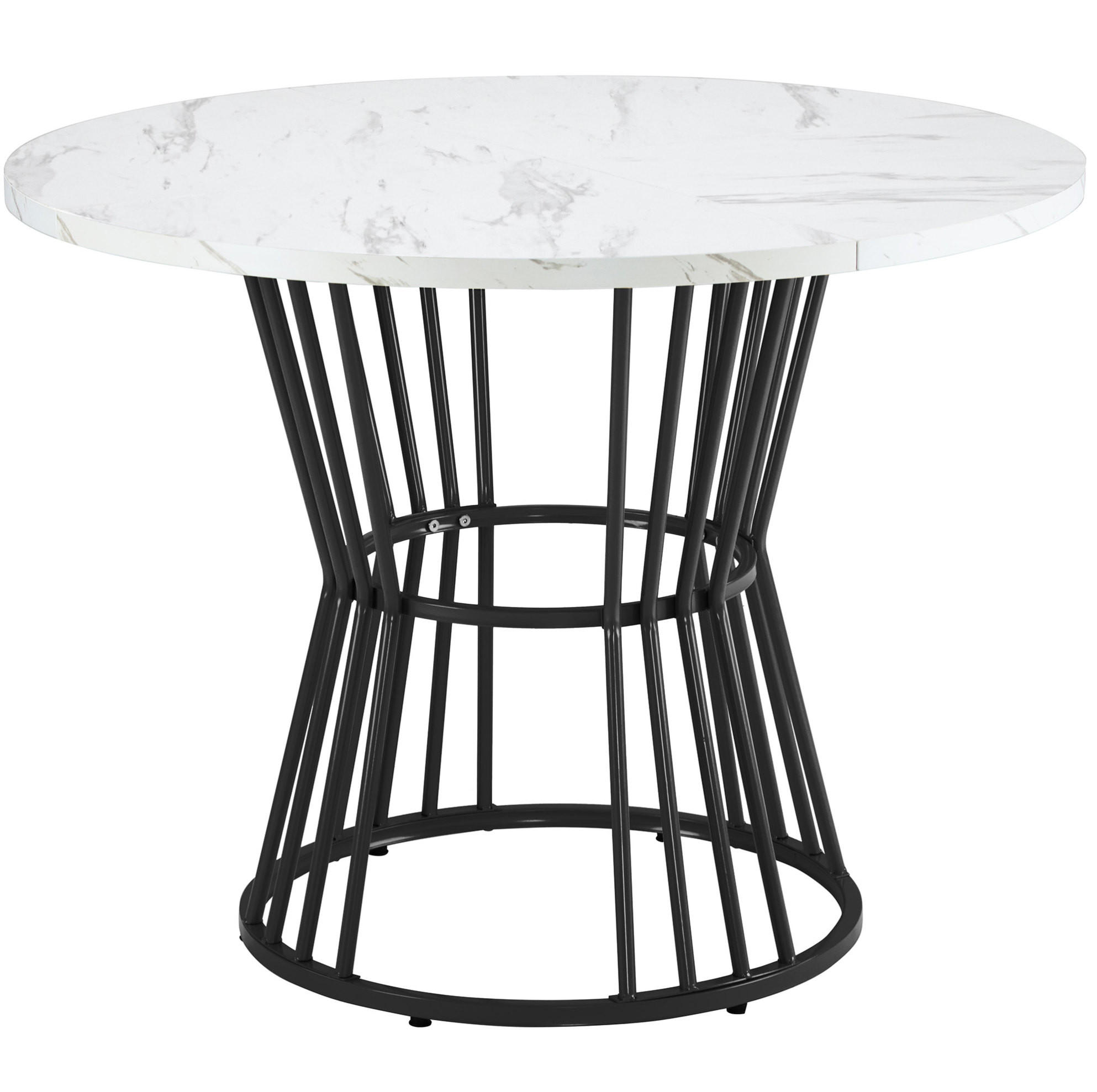 ESSTISCH, MDF mit Marmormuster & Metallgestell, Ø 100/75 cm, Schwarz - Schwarz, Holzwerkstoff (100/100/75cm) - Redom