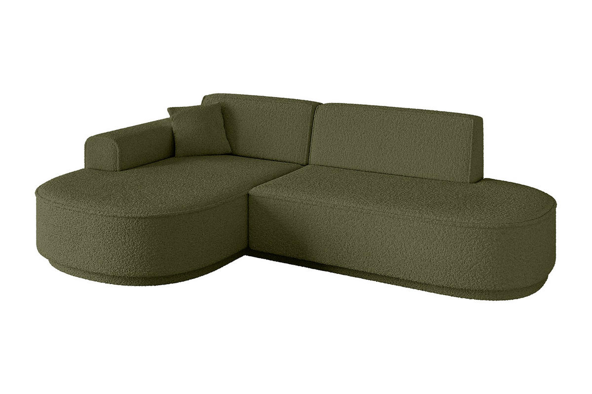 ECKSOFA Ottomane Links MARI-L1 - 232x163x73,5 cm Grün Bouclé - Schwarz/Grün, Holzwerkstoff/Kunststoff (163/234cm) - ALTDECOR
