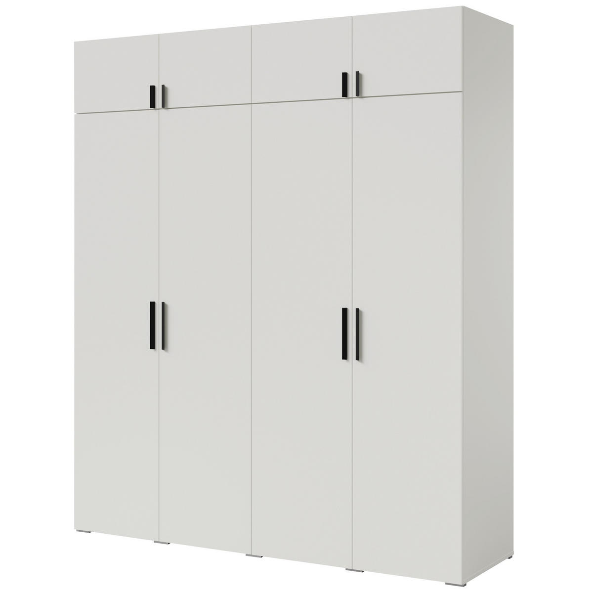 DREHTÜRENSCHRANK mit Aufsatz Napoli 4D 200 Weiß (schwarzer oder goldener Griff) - Silberfarben/Schwarz, Holzwerkstoff/Kunststoff (200/35/60cm) - mzm24