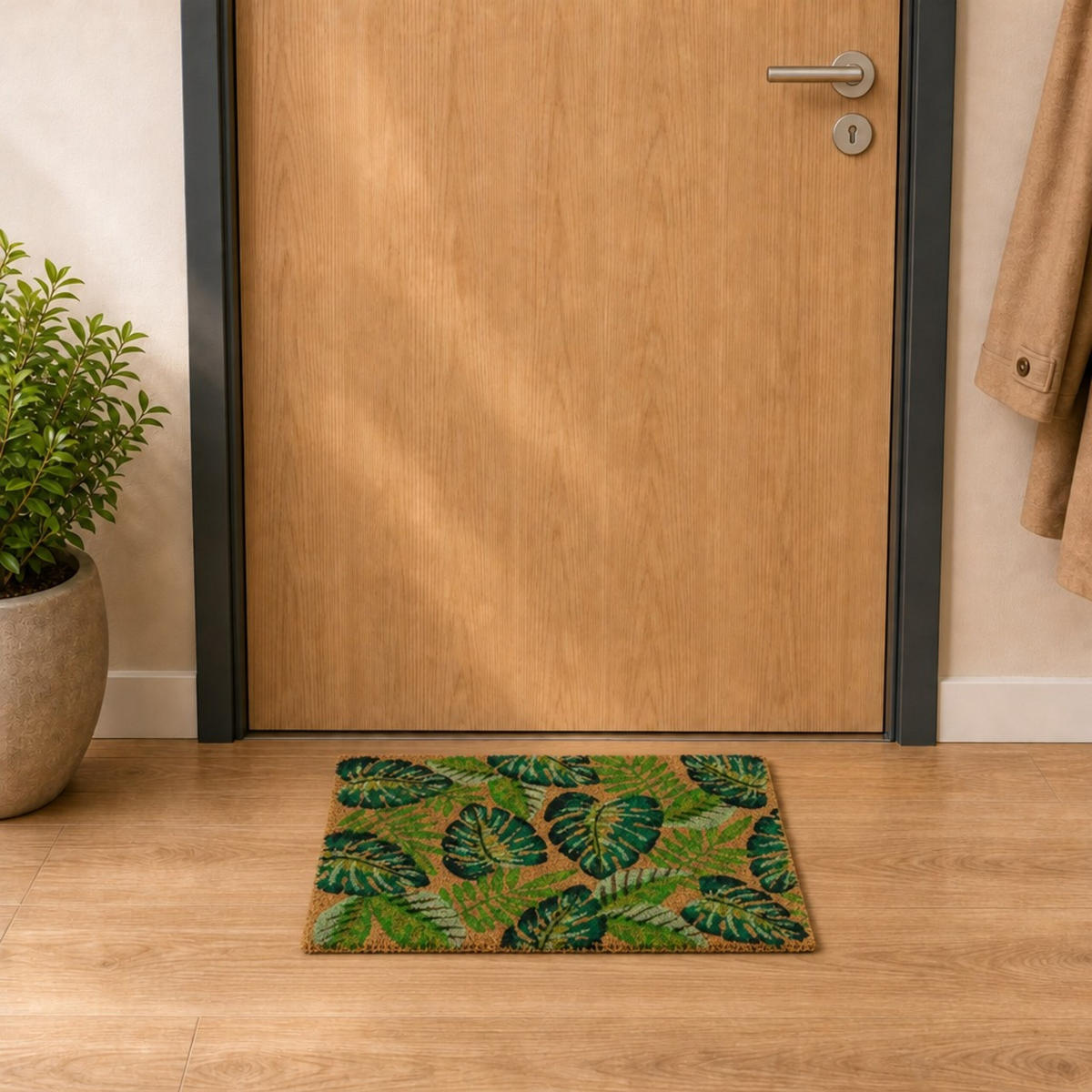 FUSSMATTE Natur Grün Kokosfaser rutschfest 60x40 cm - Multicolor, Kunststoff/Textil (60/40cm) - Relaxdays
