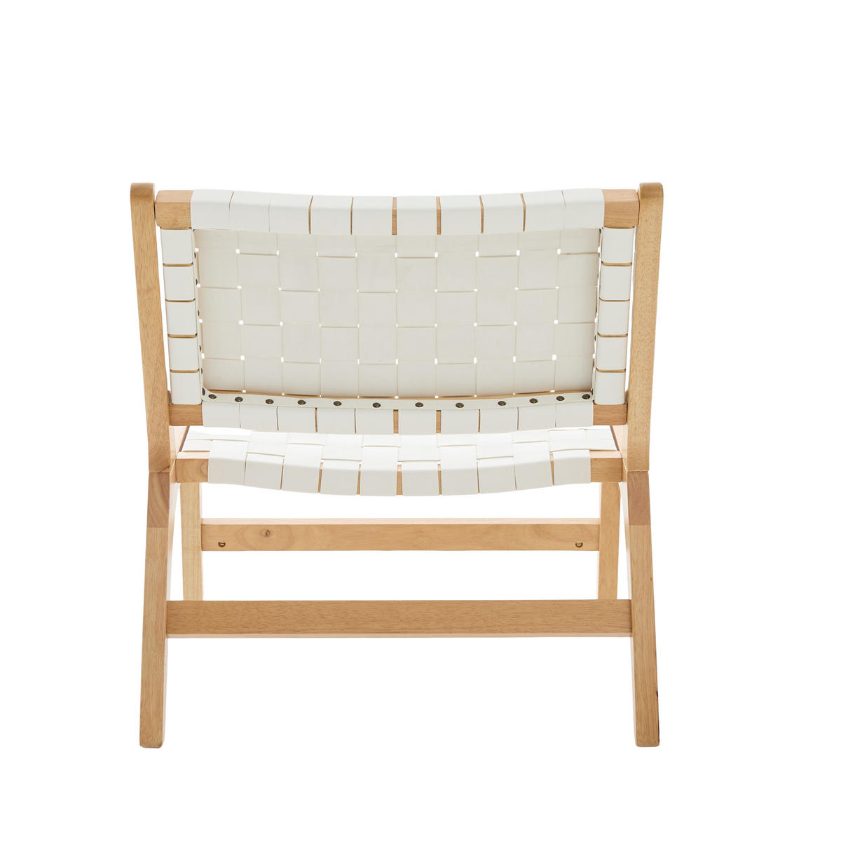 RELAXSESSEL mit Holzgestell, Kunstleder Flechtwerk, Breite Sitzfläche, Weiß - Eichefarben/Weiß, Holz (66/72/71cm) - LVHOM