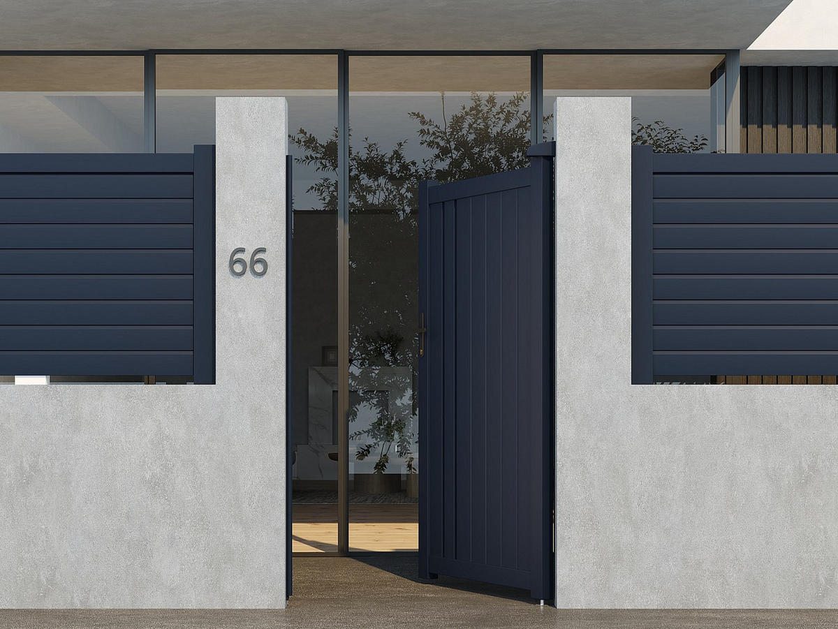 EINGANGSTOR - 100cm x 4.6cm - Aluminium - anthrazitgrau - TOROMA - Anthrazit, Metall (100/176cm) - Vente-Unique