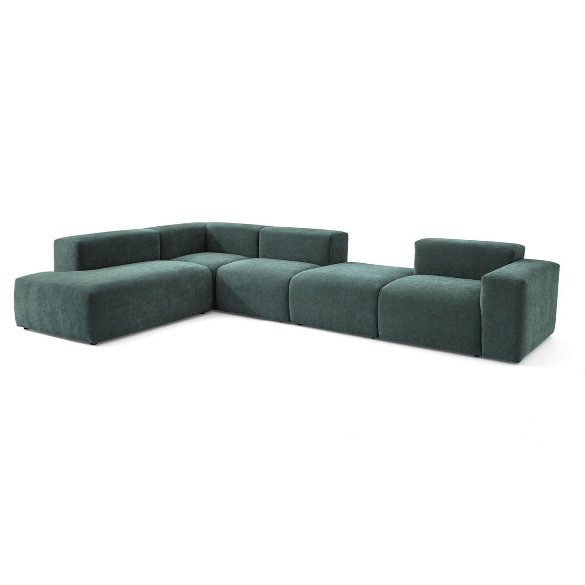 5-SITZER modulares Ecksofa HEAVEN SET 5 Links, Breite 380 cm Webstoff Dunkelgrün - Dunkelgrün/Schwarz, Holz/Kunststoff (380/245cm) - Muffo