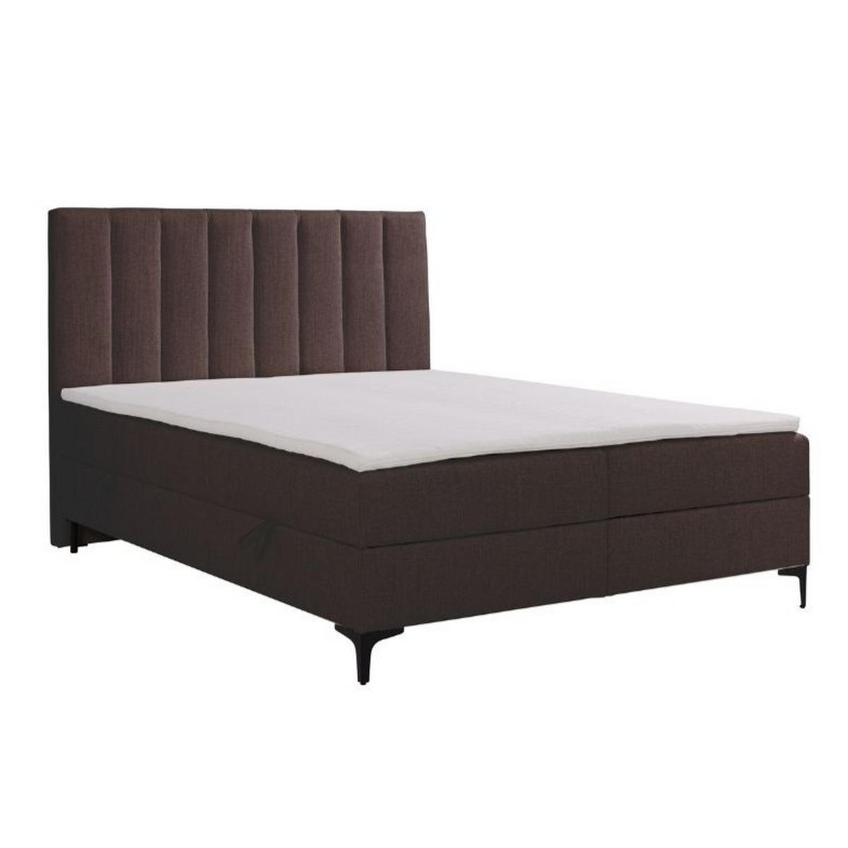 BOXBETT Siena mit Bonnelmatratze und Topper, 140x200, Braun - Schwarz/Braun, Holzwerkstoff/Kunststoff (140/200cm) - AN-Moebel 4u