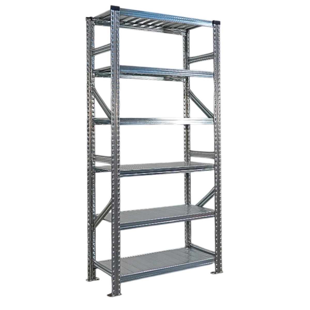 FACHBODENREGAL Proximo Stecksystem 210x180x40cm 6 Ebenen Beidseitig nutzbar Verzinkt - Silberfarben, Metall (180/210/40cm) - PROREGAL