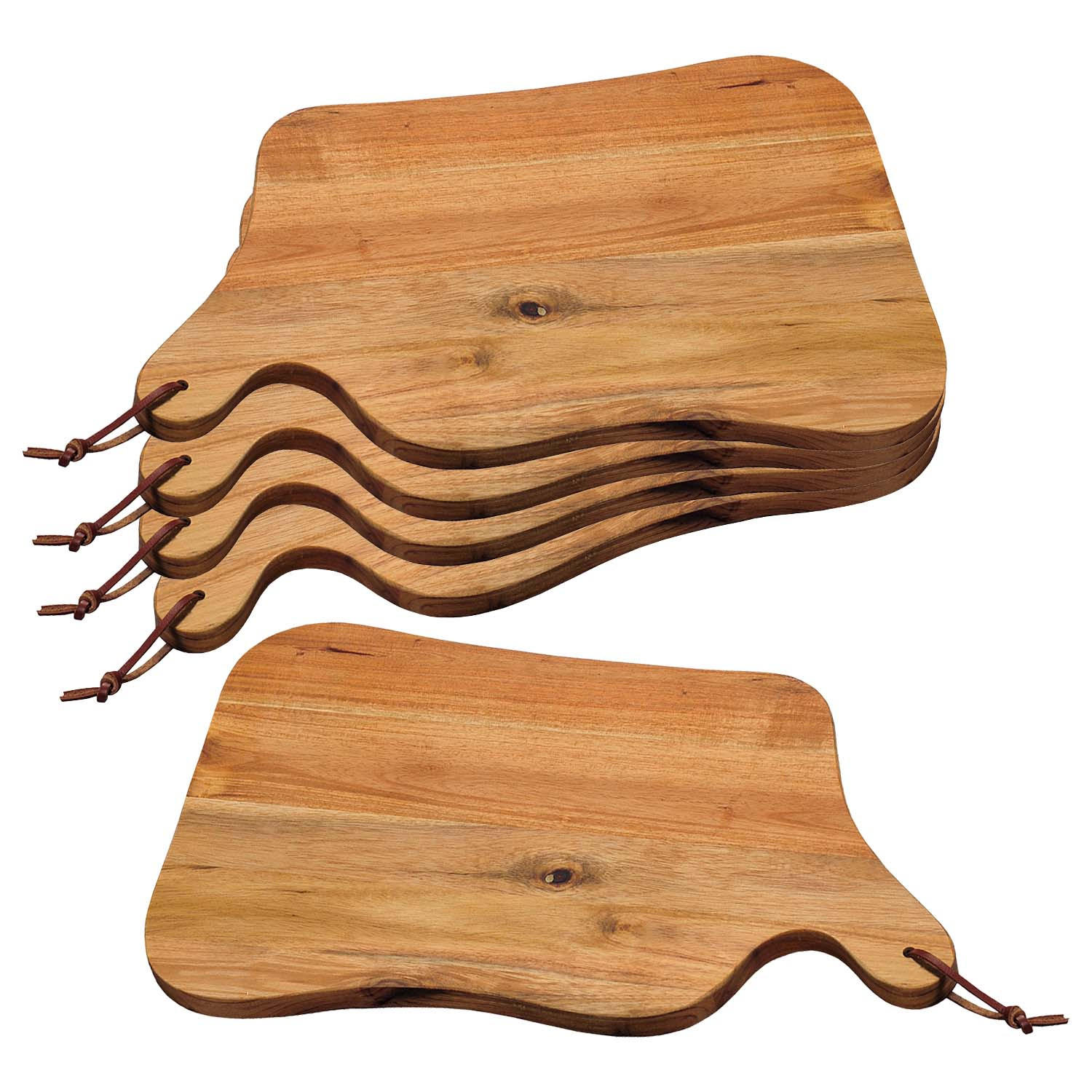 SERVIERBRETTER mit Tragegriff, 5 Stück, Akazienholz - 42,5 x 25cm - Naturfarben, Holz (25/42.5cm) - Kesper