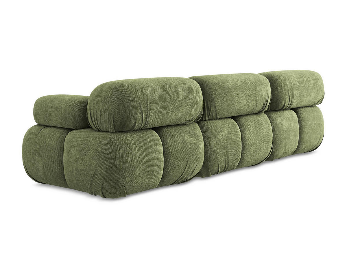 3-SITZER SOFA Chenille Stoff Grün - Schwarz/Grau, Kunststoff/Textil (285/70/96cm) - Makamii