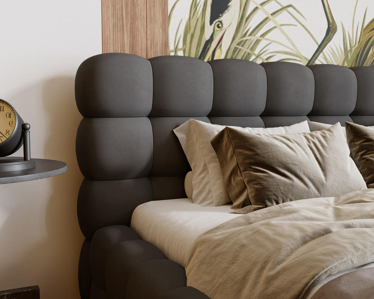 POLSTERBETT 140x200 cm Parlas Bis, Bettkasten, Lattenrost, Dunkelgrau - Dunkelgrau, Holz/Textil (140/200cm) - Emporius