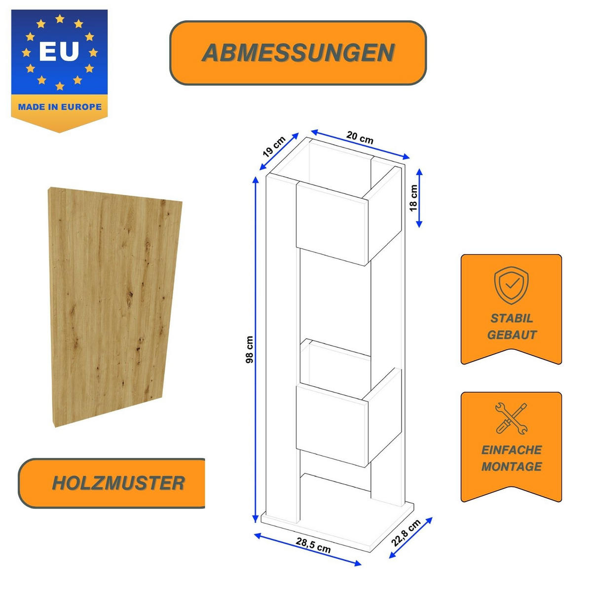 BLUMENSTÄNDER Duo - Eiche Artisan, Holzwerkstoff (23/98/29cm) - RAUMHIRSCH FURNITURE