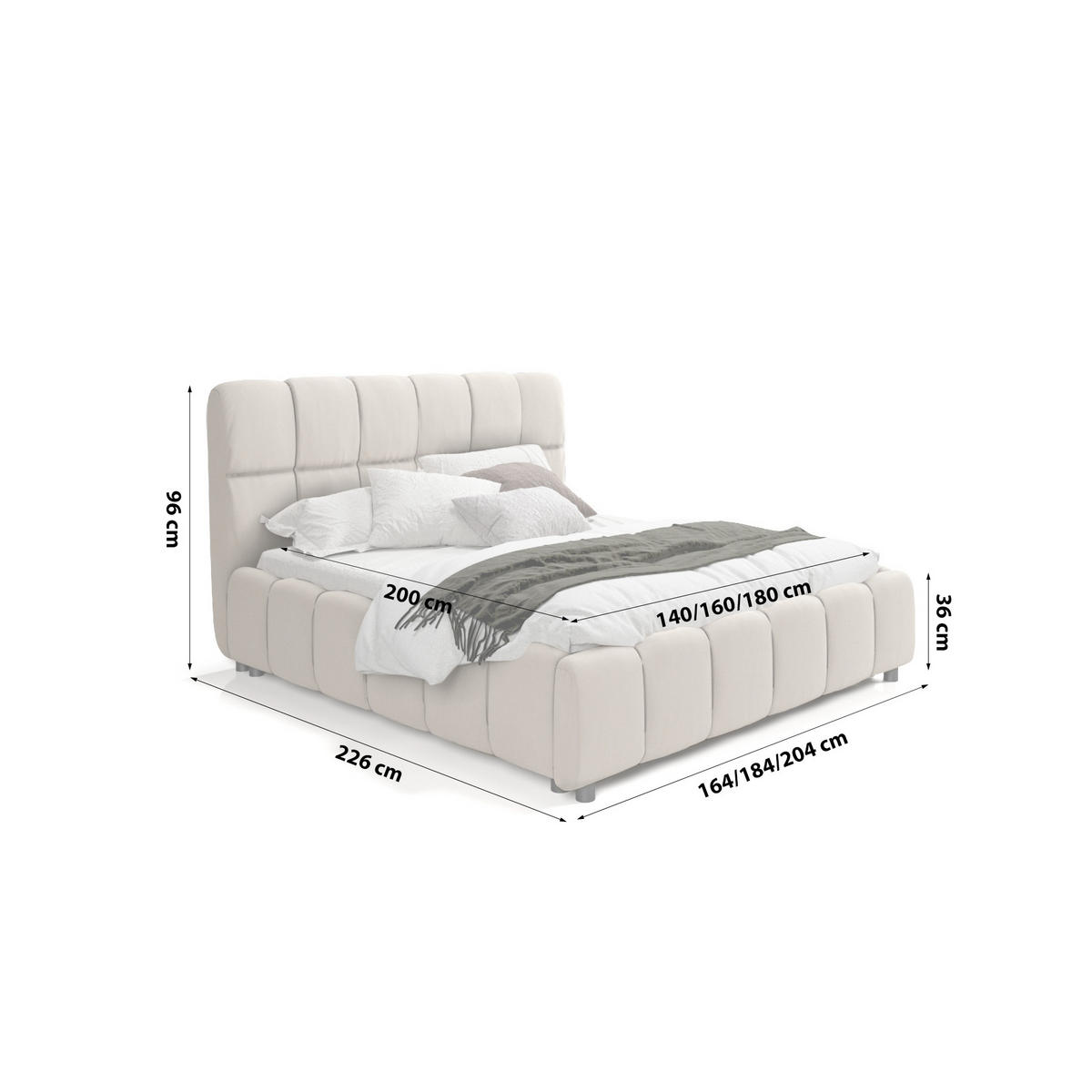 POLSTERBETT Egeris 140x200 cm, Beige - Beige, Textil (140/200cm) - Fedve
