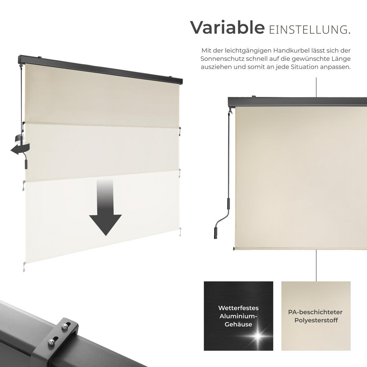 SENKRECHTMARKISE Eloise, inkl. Wandhaltern, beige - Beige, Textil (200/250cm) - tectake