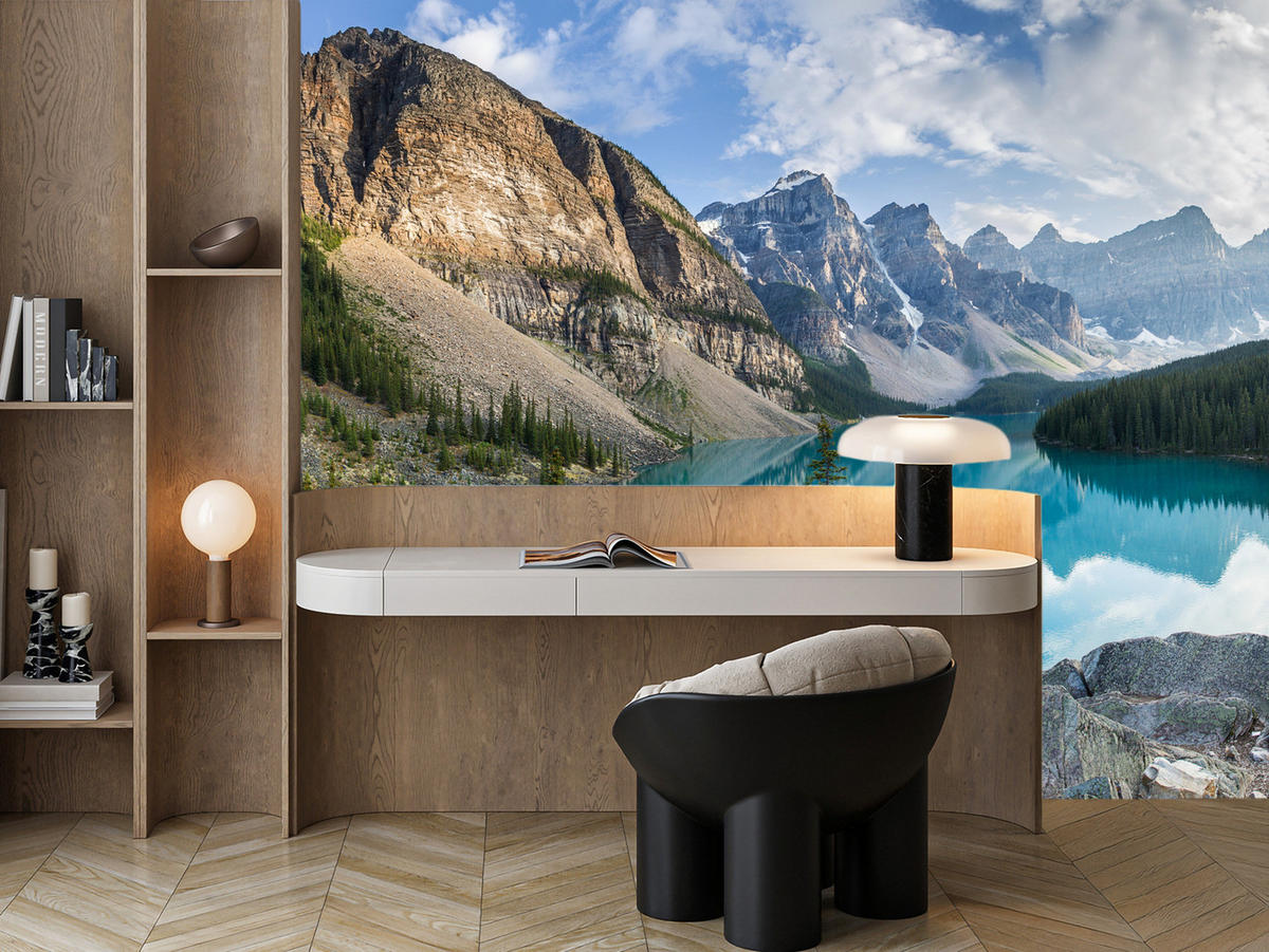 FOTOTAPETE für Wohnzimmer Bergsee Landschaft 3D 350x256 - Beige/Braun, Papier (350/256cm) - Muralo