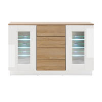 SIDEBOARD weiß Hochglanz, Grandson Eiche, Kommode 136 x 85 cm - Weiß Hochglanz/Eichefarben, Holzwerkstoff (136/85/43cm) - Furn.Design