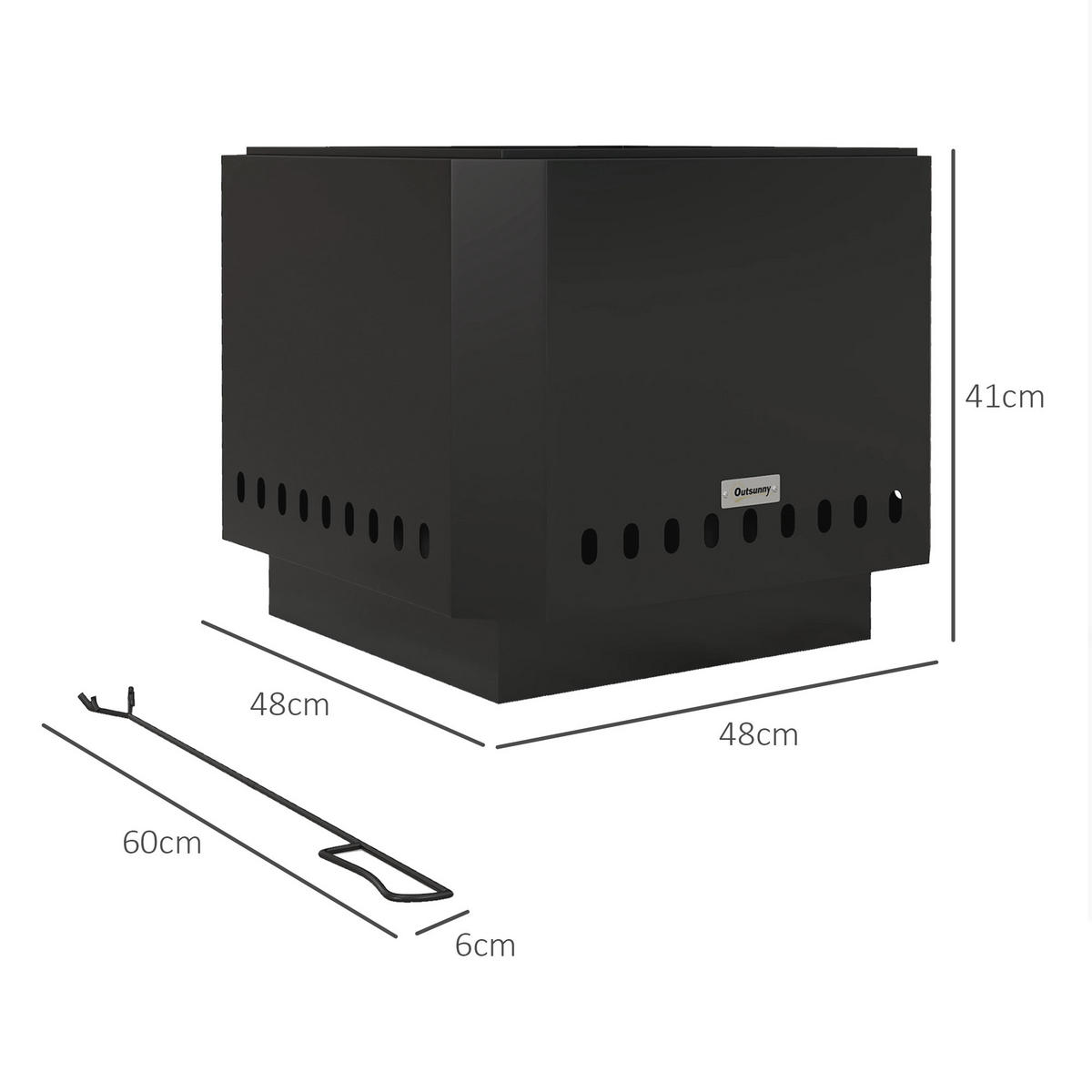 FEUERSCHALE, Metall, Schwarz - Schwarz, Metall (48/41/48cm) - Outsunny