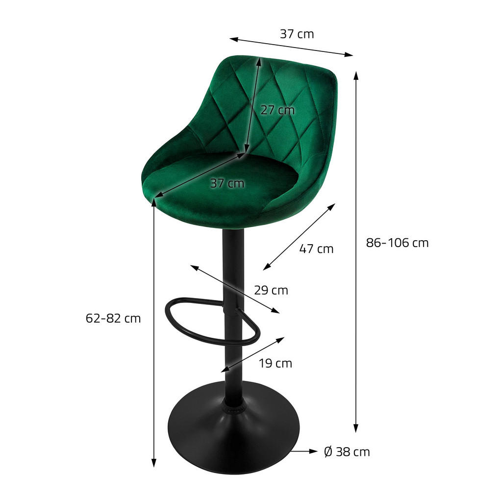 Thumbnail - Ml-Design Barhocker, Grün, Metall, 37x106x47 cm, Esszimmer, Barmöbel, Barhocker