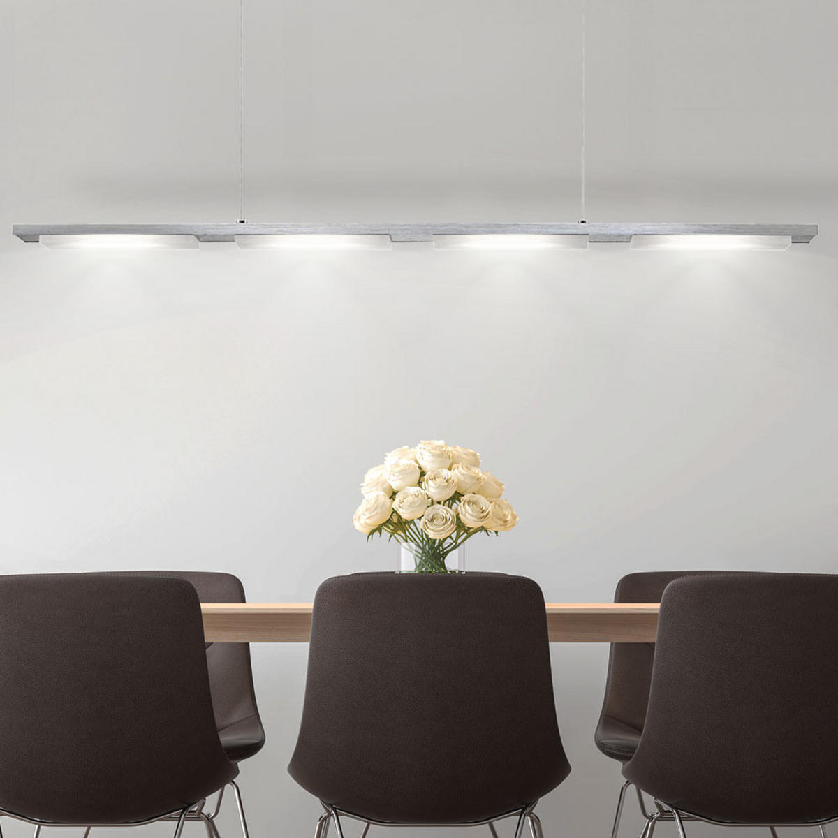 LED HÄNGELEUCHTE LAZIO Aluminium Silber - Silberfarben, Metall (93/7/120cm) - Globo Lighting