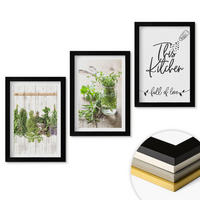 WANDBILDER 3er-Set - 20x30 cm Schwarzer Rahmen - Küchenthema: Getrocknete Kräuter - Schwarz, Kunststoff (20/30cm) - ArtPrintCave