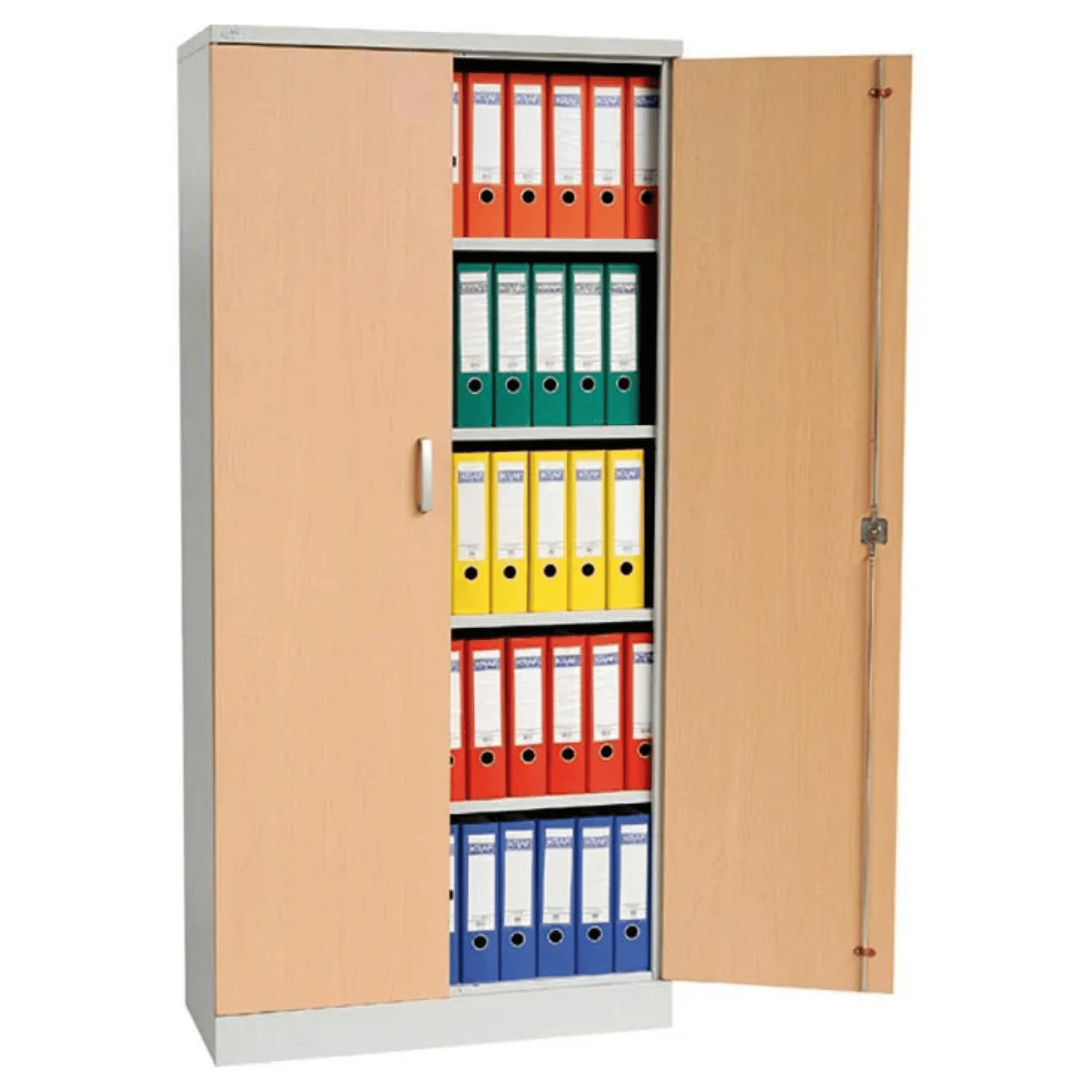 AKTENSCHRANK Beetle 4 Fachböden 195x92x42 cm Grau & Buche - Buchefarben, Metall (92/195/42cm)