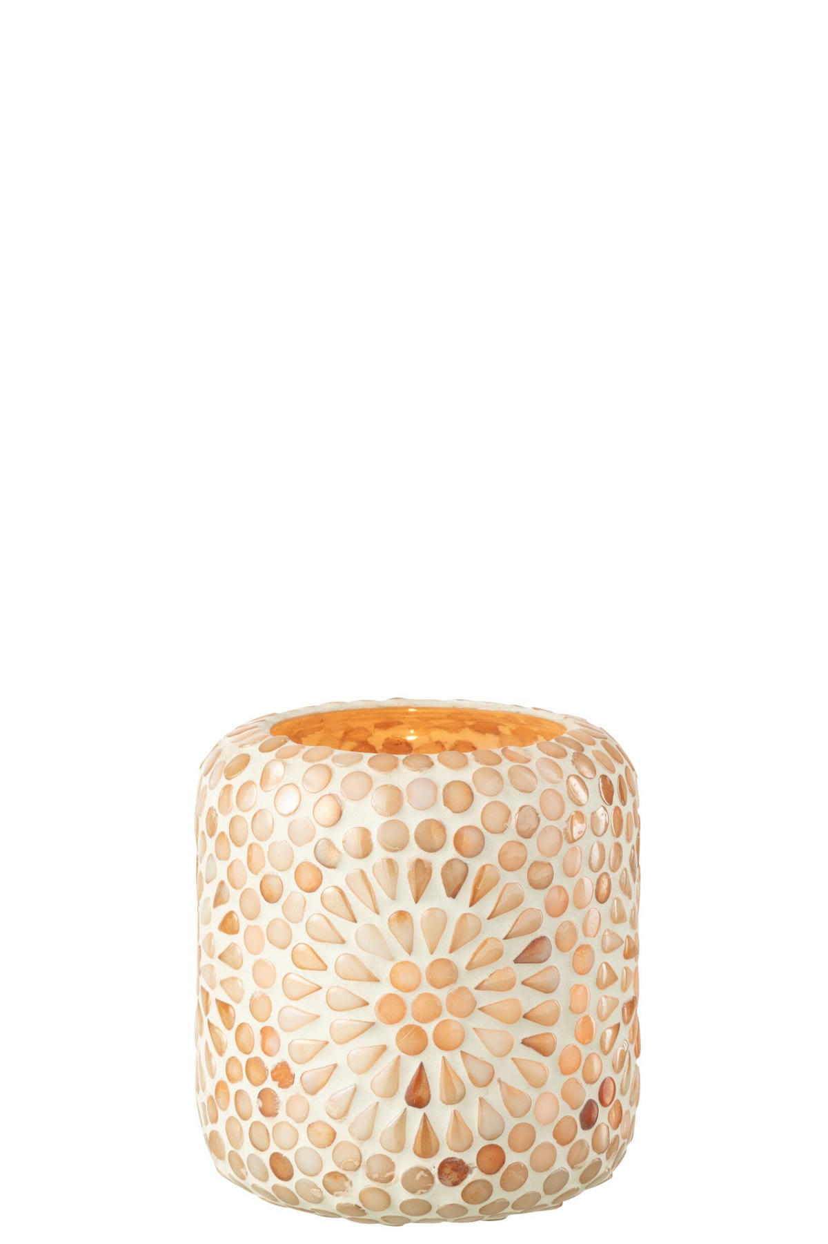 KERZENSTÄNDER MOSAIK BW Beige - Weiß, Glas (10/11cm) - J-Line