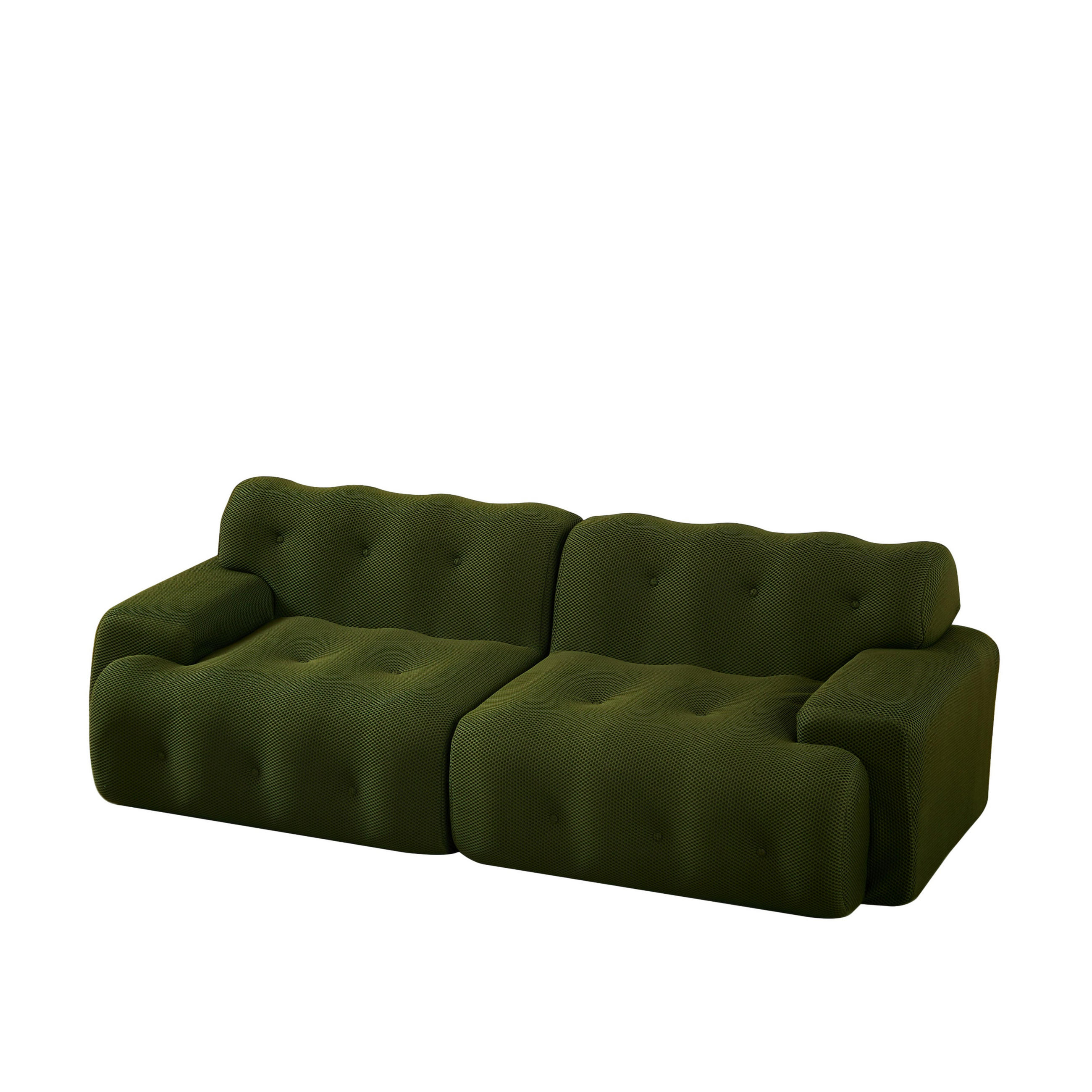2-SITZER-SOFA DE-35265 mit Knopfverzierung Grün - Grün, Textil (104/66/224cm) - ComfortXL